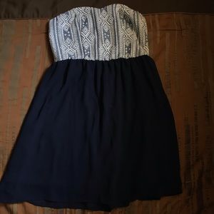navy strapless dress